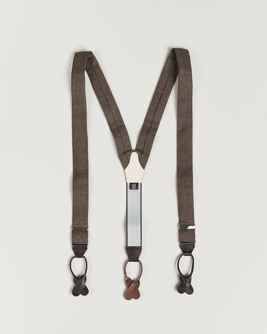 Uomini | Bretelle | Albert Thurston | Donegal Tweed Braces 40mm Dark Brown