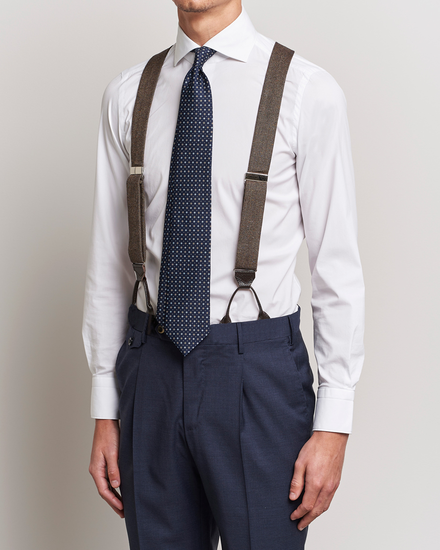 Uomini | Bretelle | Albert Thurston | Donegal Tweed Braces 40mm Dark Brown