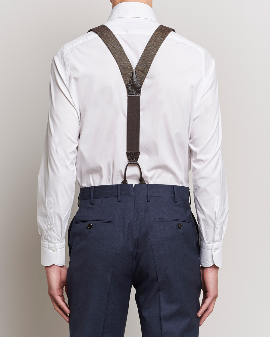 Uomini | Bretelle | Albert Thurston | Donegal Tweed Braces 40mm Dark Brown