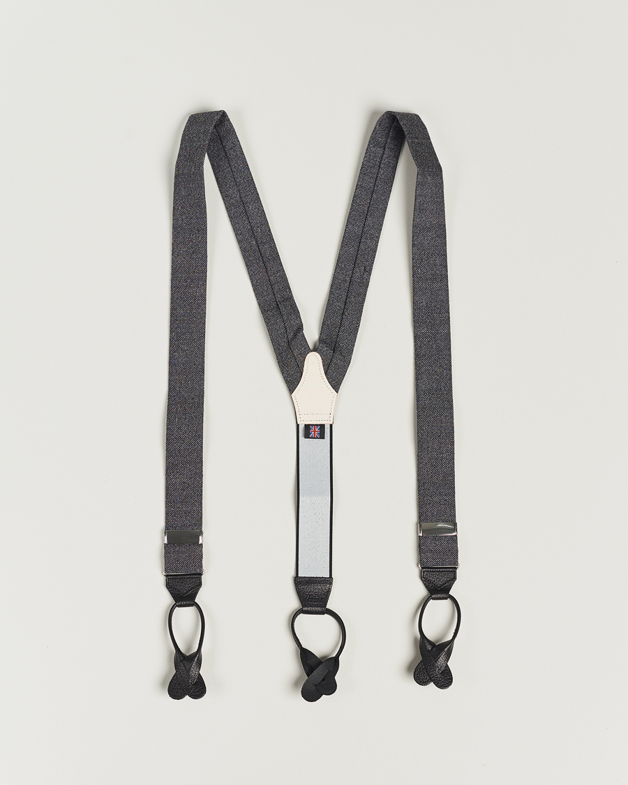 Uomini | Bretelle | Albert Thurston | Donegal Tweed Braces 40mm Dark Grey