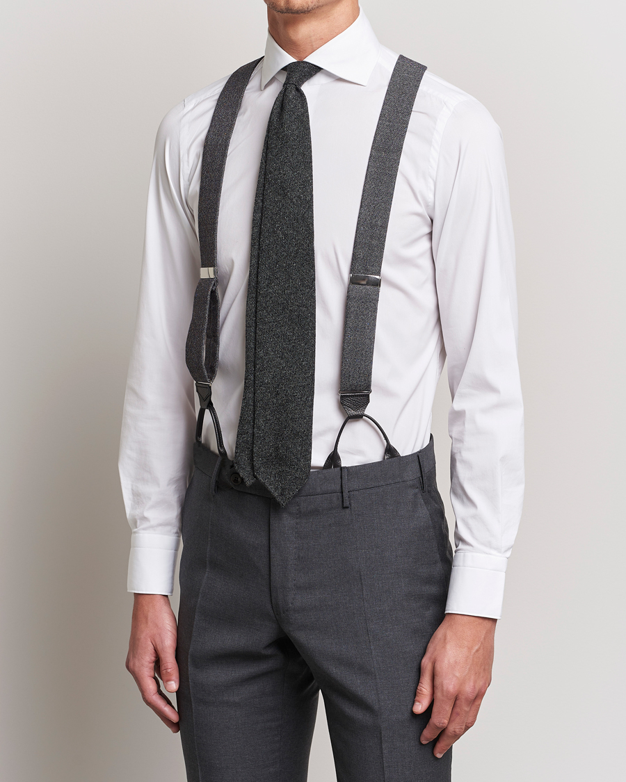Uomini | Bretelle | Albert Thurston | Donegal Tweed Braces 40mm Dark Grey