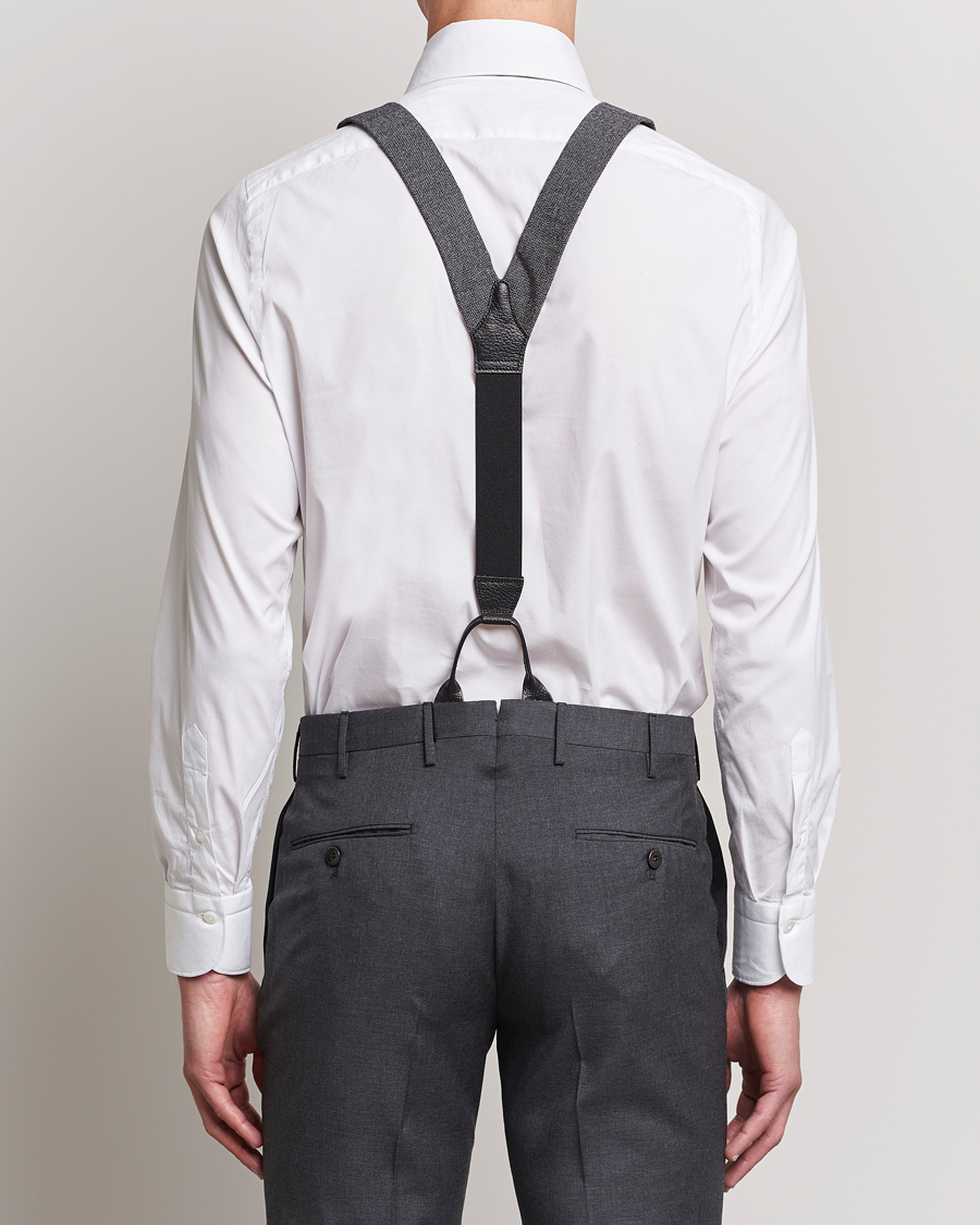 Uomini | Bretelle | Albert Thurston | Donegal Tweed Braces 40mm Dark Grey