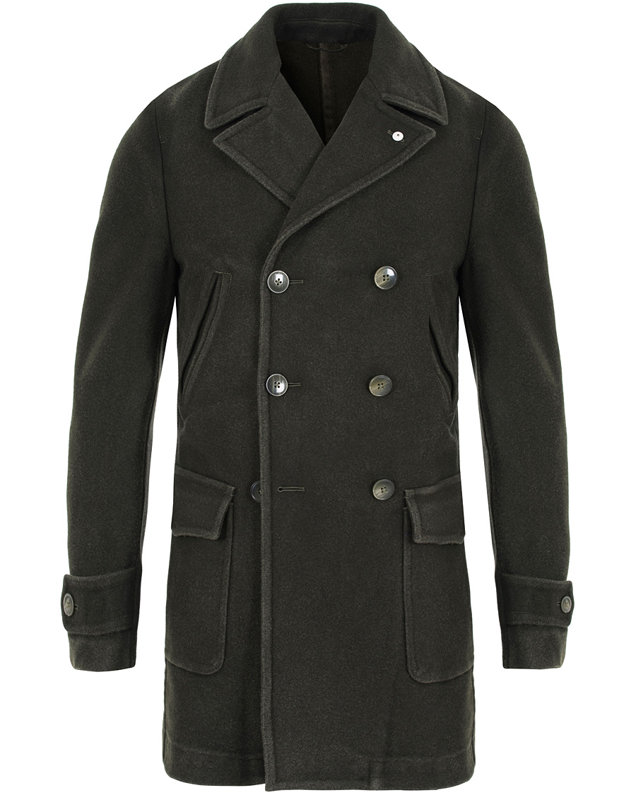 Uomini | Giacche | L.B.M. 1911 | Wool Double Breasted Coat Dark Loden Green