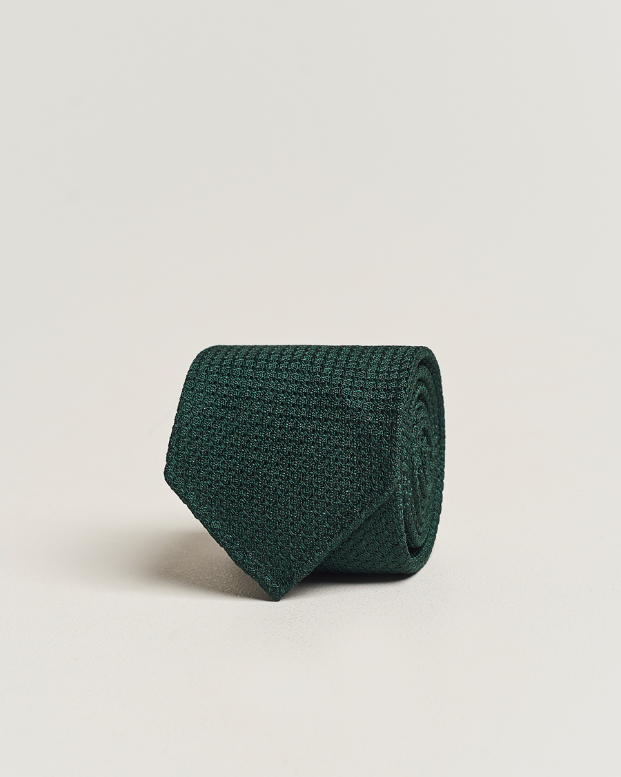 Uomini | Cravatte | Drake's | Large Knot Handrolled Grenadine Silk Tie Green
