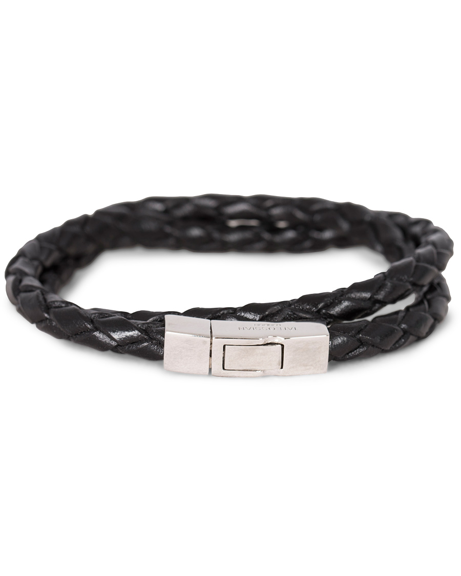 Uomini | Tateossian Scoubidou Double Leather Bracelet Black | Tateossian | Scoubidou Double Leather Bracelet Black