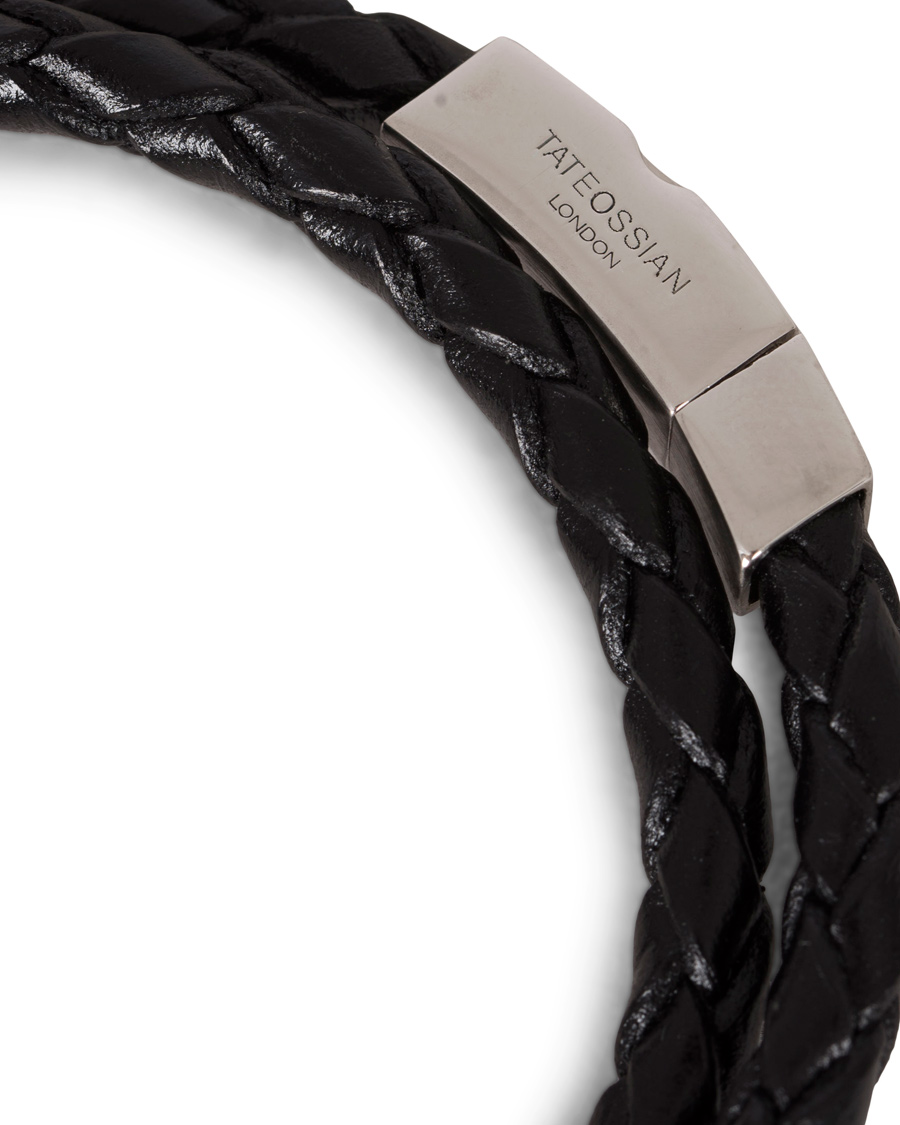 Uomini | Tateossian Scoubidou Double Leather Bracelet Black | Tateossian | Scoubidou Double Leather Bracelet Black