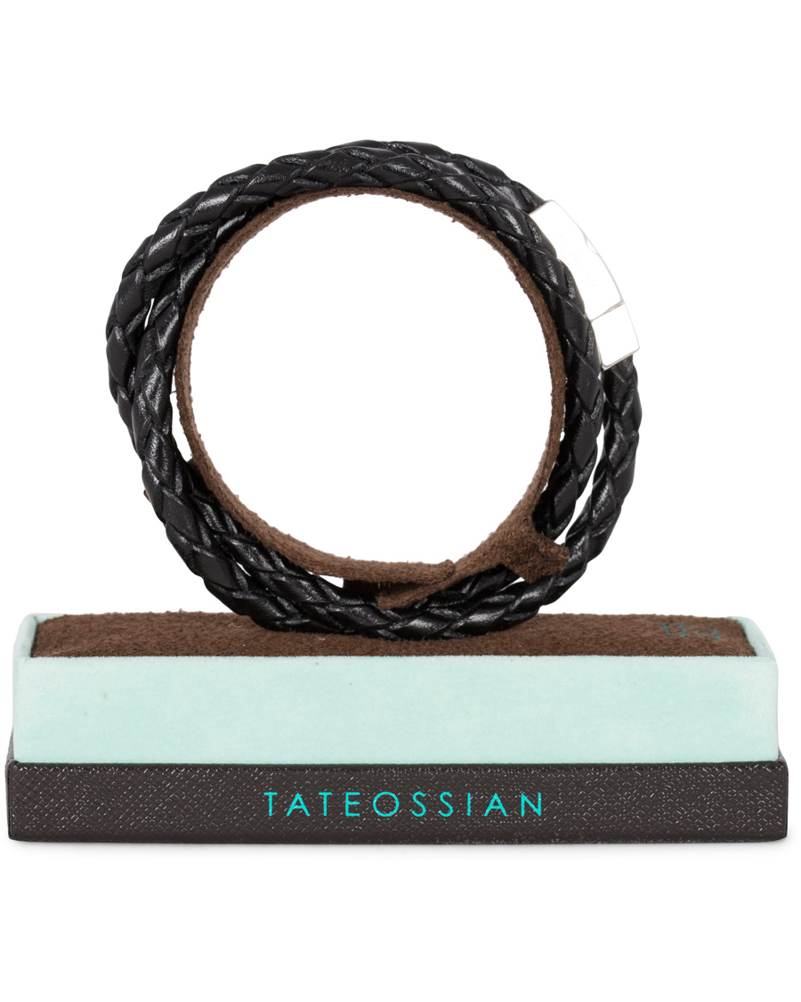 Uomini | Tateossian Scoubidou Double Leather Bracelet Black | Tateossian | Scoubidou Double Leather Bracelet Black