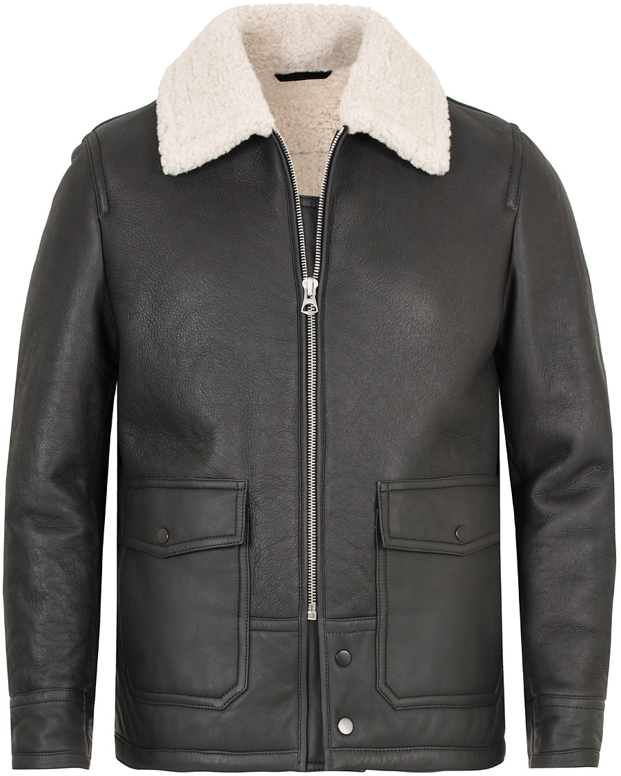 Uomini | Giacche | GANT Rugger | The Shearling Aviator Jacket Black