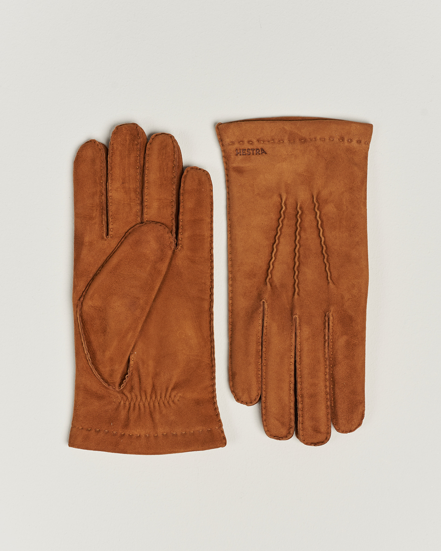 Uomini | Hestra Arthur Wool Lined Suede Glove Cognac | Hestra | Arthur Wool Lined Suede Glove Cognac