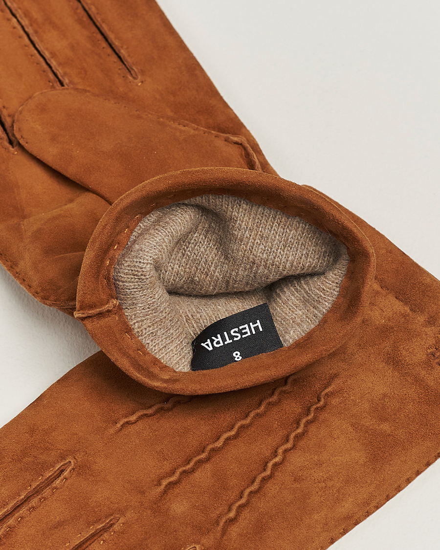 Uomini | Hestra Arthur Wool Lined Suede Glove Cognac | Hestra | Arthur Wool Lined Suede Glove Cognac