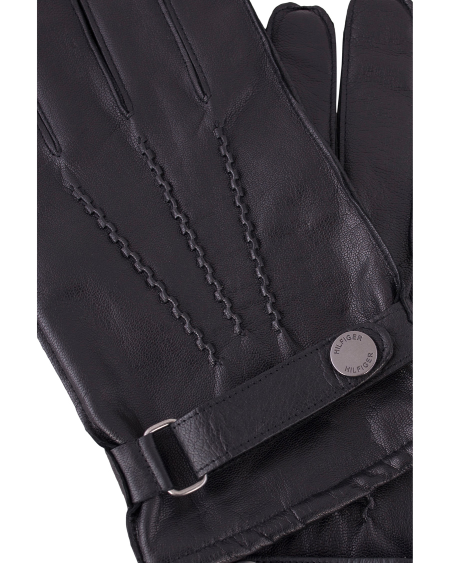 Uomini | Tommy Hilfiger Ferron Leather Gloves Flag Black | Tommy Hilfiger | Ferron Leather Gloves Flag Black