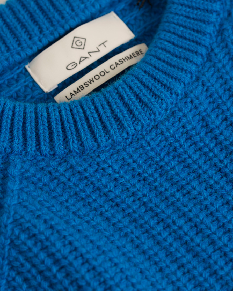 Uomini | Maglieria | GANT Diamond G | Lambswool Cashmere Crew Neck Teal Blue