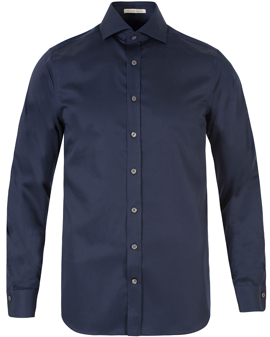 Uomini | Camicie | GANT Diamond G | Plain Satin Fitted Body Shirt Marine