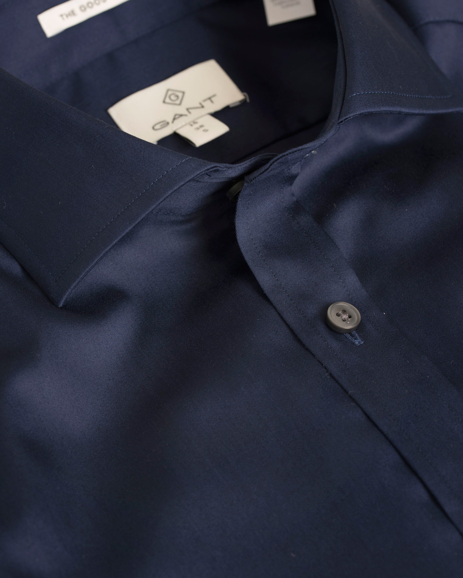 Uomini | Camicie | GANT Diamond G | Plain Satin Fitted Body Shirt Marine