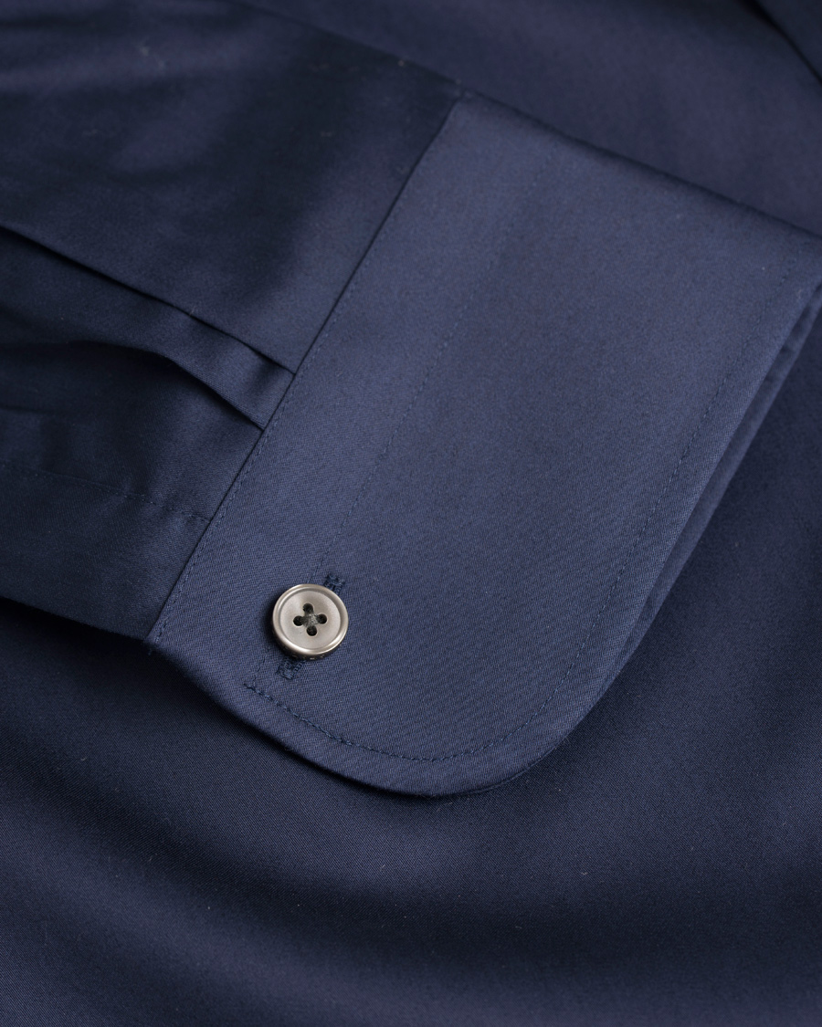 Uomini | Camicie | GANT Diamond G | Plain Satin Fitted Body Shirt Marine