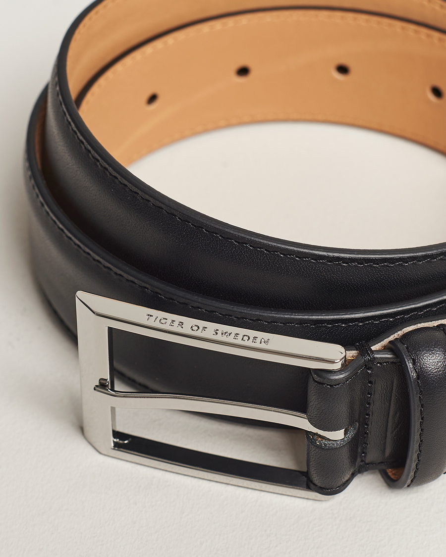 Uomini | Cinture | Tiger of Sweden | Helmi Leather 3,5 cm Belt Black