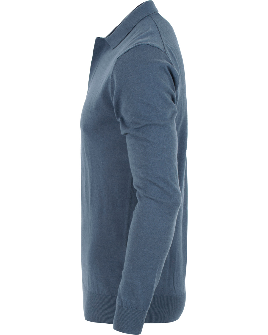 Uomini | Maglieria | Tiger of Sweden | Fender Knitted Polo Teal Blue