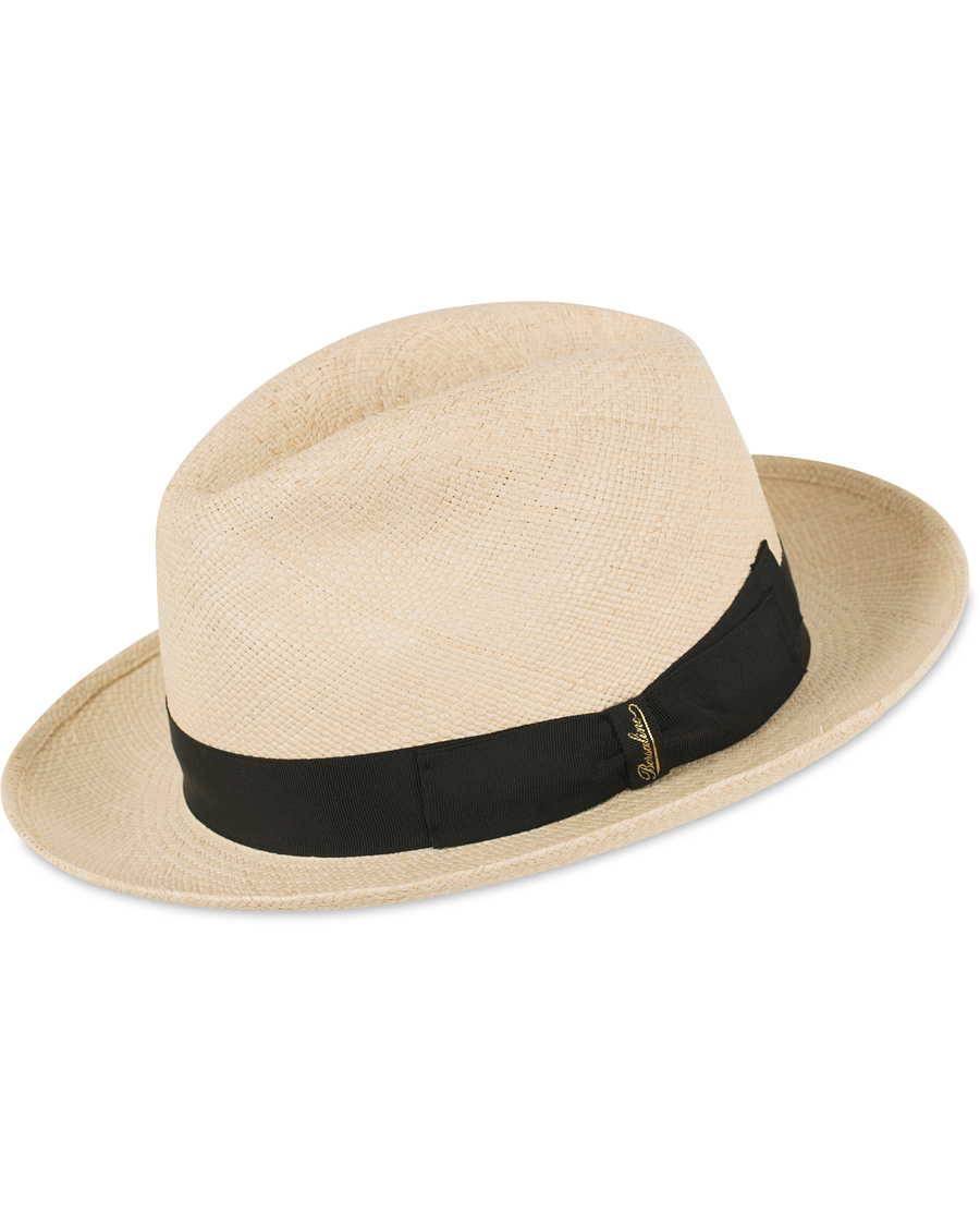 Uomini | Borsalino Panama Quito Hat With Medium Brim Natural With Black | Borsalino | Panama Quito Hat With Medium Brim Natural With Black