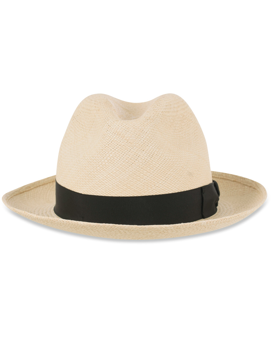 Uomini | Borsalino Panama Quito Hat With Medium Brim Natural With Black | Borsalino | Panama Quito Hat With Medium Brim Natural With Black