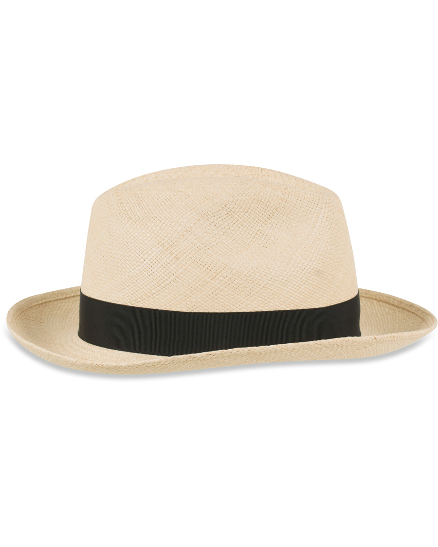 Uomini | Borsalino Panama Quito Hat With Medium Brim Natural With Black | Borsalino | Panama Quito Hat With Medium Brim Natural With Black