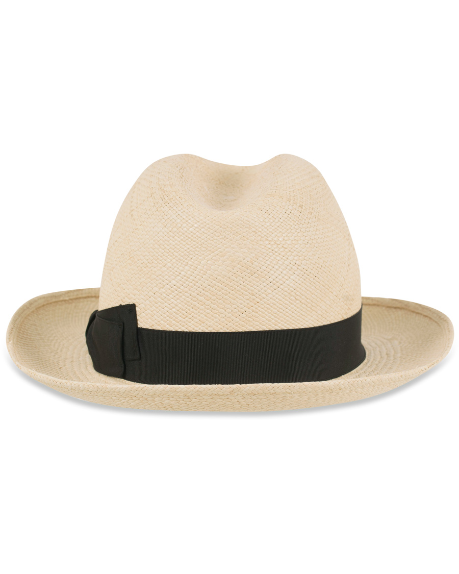 Uomini | Borsalino Panama Quito Hat With Medium Brim Natural With Black | Borsalino | Panama Quito Hat With Medium Brim Natural With Black