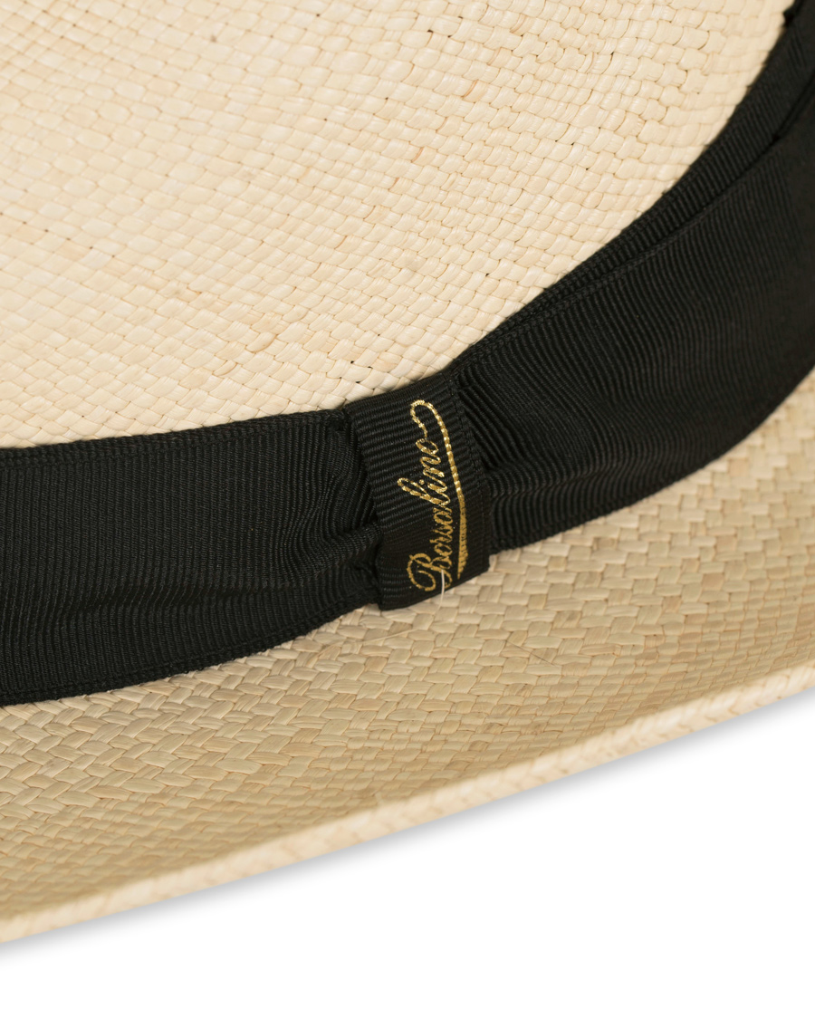 Uomini | Borsalino Panama Quito Hat With Medium Brim Natural With Black | Borsalino | Panama Quito Hat With Medium Brim Natural With Black