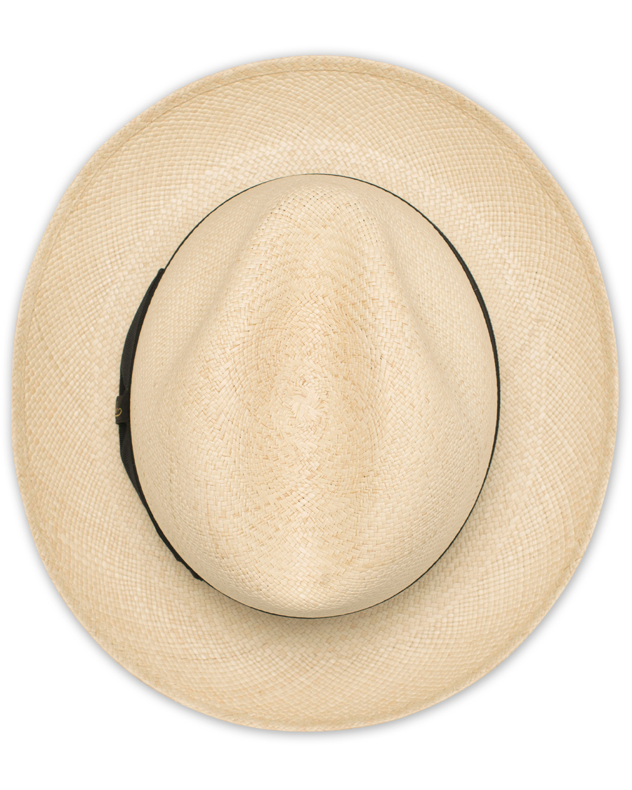 Uomini | Borsalino Panama Quito Hat With Medium Brim Natural With Black | Borsalino | Panama Quito Hat With Medium Brim Natural With Black