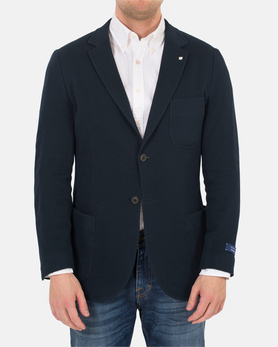 Uomini | Blazers | Gant | Weekender Fit Cotton Pique Blazer Navy