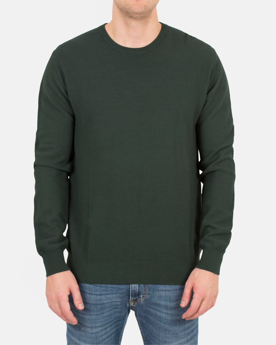 Uomini | Maglieria | Tiger of Sweden | Matias Waffle Crew Neck Nobel Green
