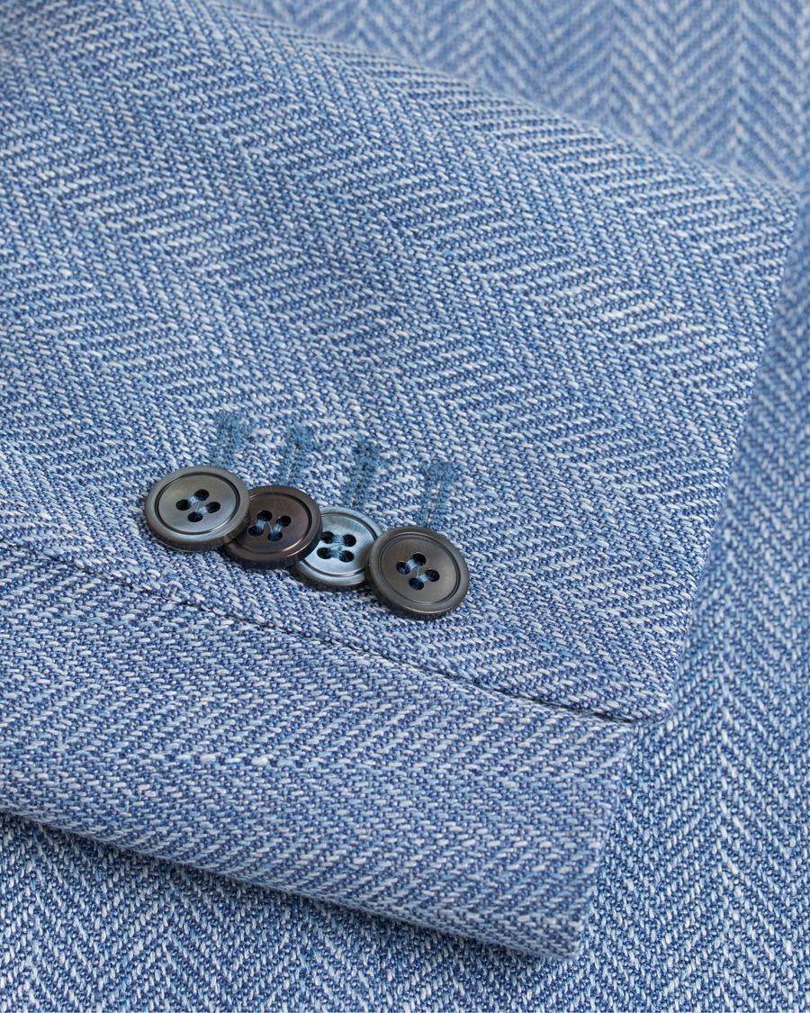 Uomini | Blazers | Oscar Jacobson | Epic Linen/Wool Herringbone Blazer Light Blue