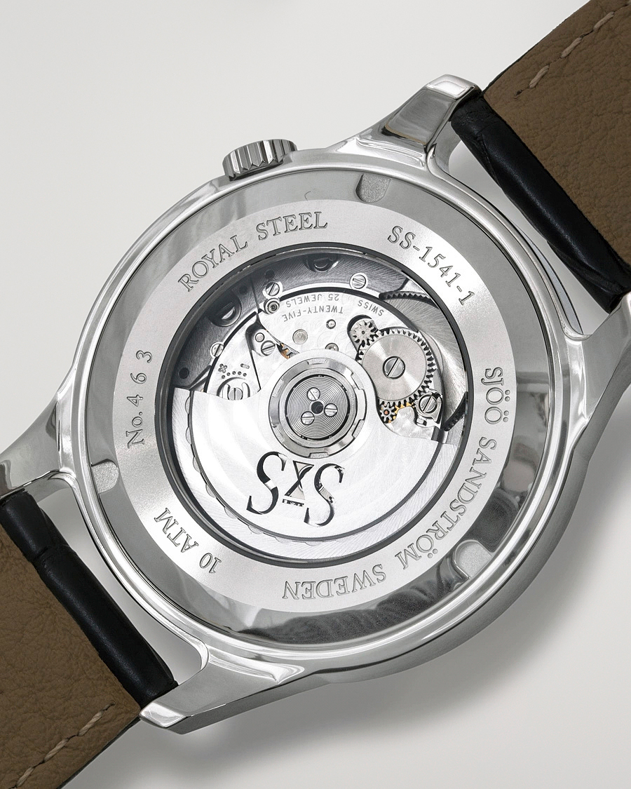 Uomini | Sjöö Sandström Royal Steel Classic 41mm Black and Black Alligator | Sjöö Sandström | Royal Steel Classic 41mm Black and Black Alligator