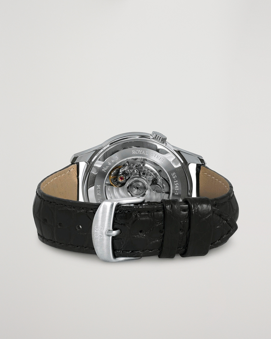 Uomini | Sjöö Sandström Royal Steel Classic 41mm Black and Black Alligator | Sjöö Sandström | Royal Steel Classic 41mm Black and Black Alligator