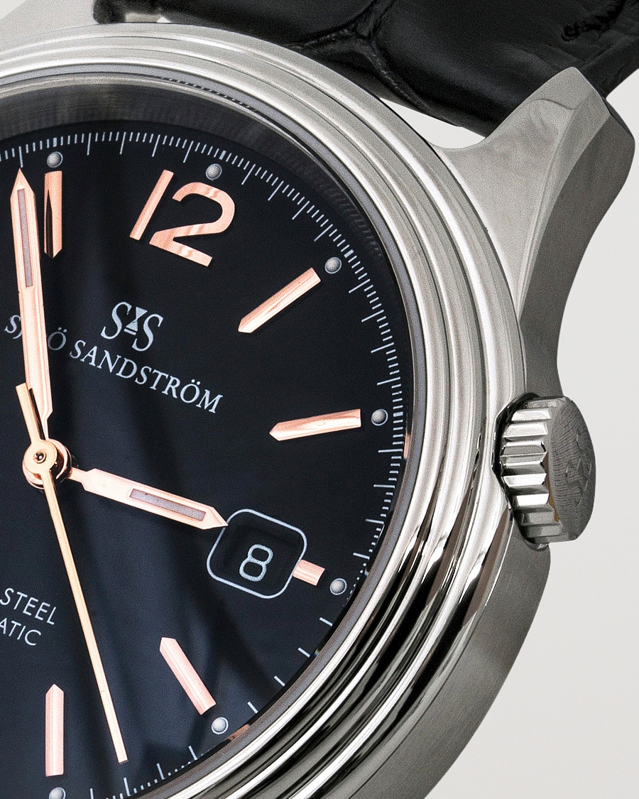 Uomini | Sjöö Sandström Royal Steel Classic 41mm Black and Black Alligator | Sjöö Sandström | Royal Steel Classic 41mm Black and Black Alligator