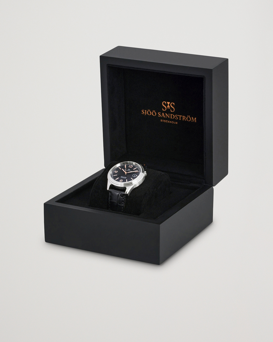 Uomini | Sjöö Sandström Royal Steel Classic 41mm Black and Black Alligator | Sjöö Sandström | Royal Steel Classic 41mm Black and Black Alligator