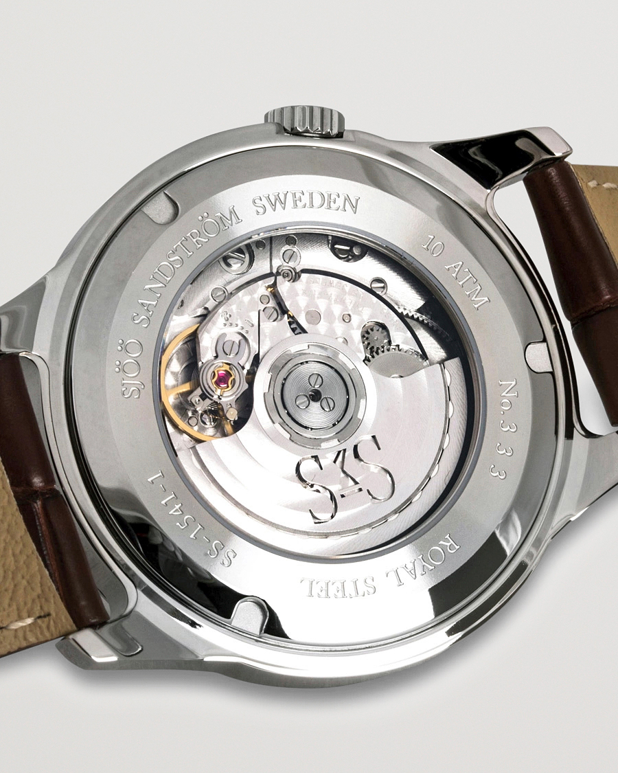 Uomini | Sjöö Sandström Royal Steel Classic 41mm Ivory and Brown Alligator | Sjöö Sandström | Royal Steel Classic 41mm Ivory and Brown Alligator