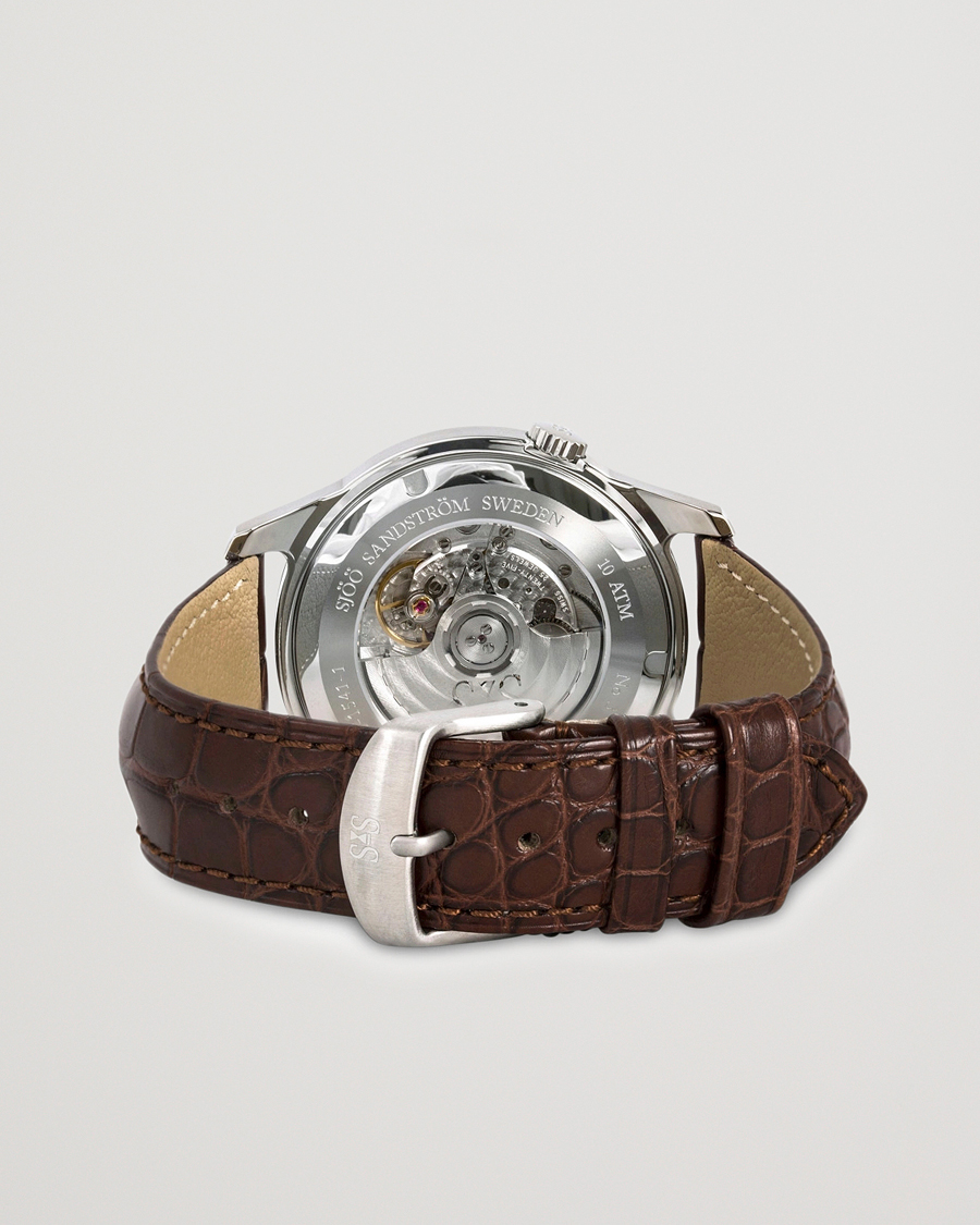 Uomini | Sjöö Sandström Royal Steel Classic 41mm Ivory and Brown Alligator | Sjöö Sandström | Royal Steel Classic 41mm Ivory and Brown Alligator
