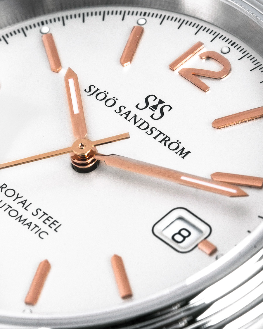 Uomini | Sjöö Sandström Royal Steel Classic 41mm Ivory and Brown Alligator | Sjöö Sandström | Royal Steel Classic 41mm Ivory and Brown Alligator