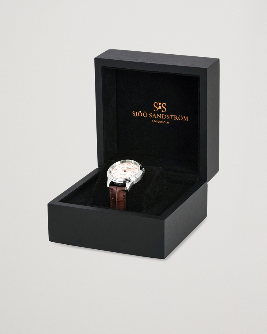 Uomini | Sjöö Sandström Royal Steel Classic 41mm Ivory and Brown Alligator | Sjöö Sandström | Royal Steel Classic 41mm Ivory and Brown Alligator