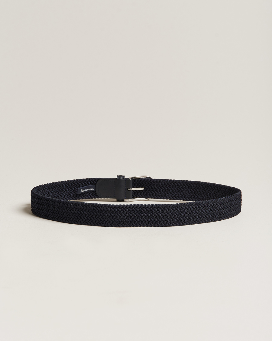 Uomini | Cinture | Anderson's | Stretch Woven 3,5 cm Belt Navy