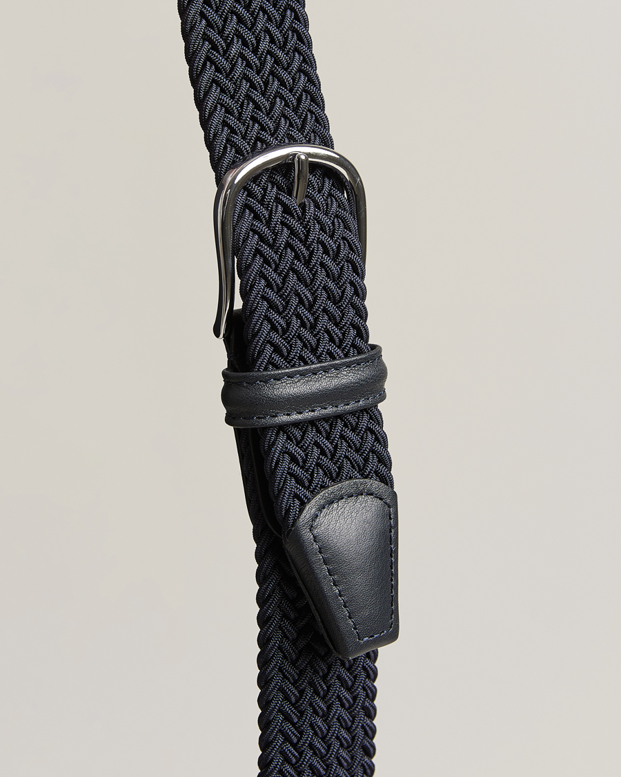 Uomini | Cinture | Anderson's | Stretch Woven 3,5 cm Belt Navy