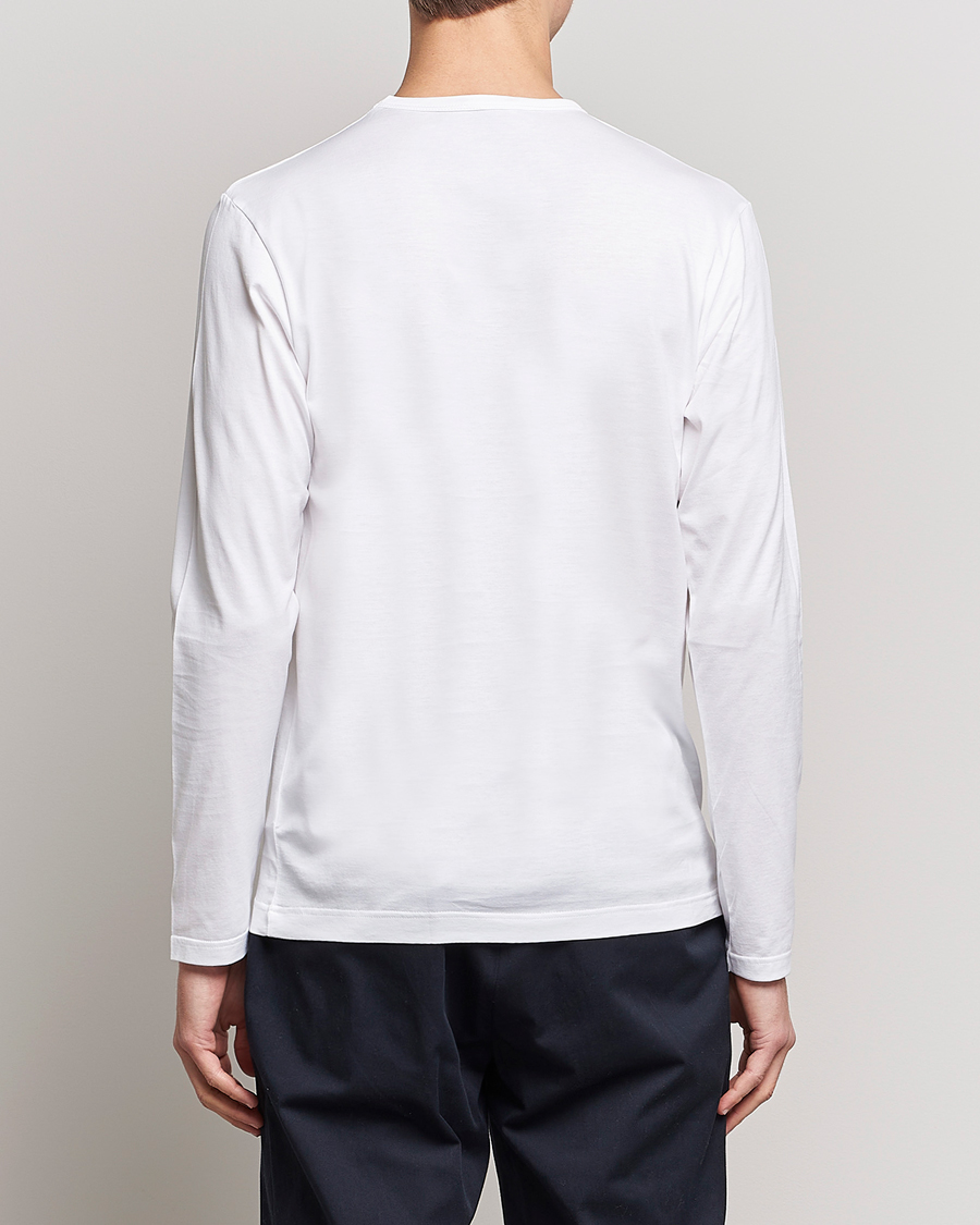 Uomini | T-shirt | Sunspel | Long Sleeve Crew Neck Cotton Tee White