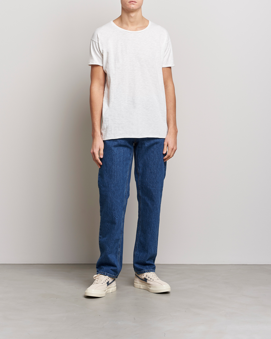 Uomini | T-shirt | Nudie Jeans | Roger Slub Crew Neck Tee Off White