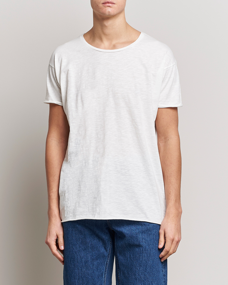 Uomini | T-shirt | Nudie Jeans | Roger Slub Crew Neck Tee Off White