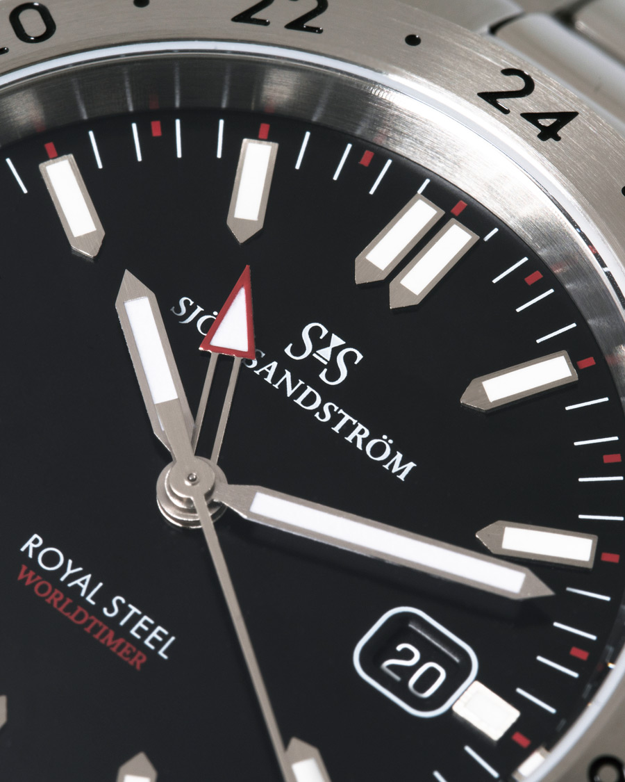 Uomini | Sjöö Sandström Royal Steel Worldtimer 41mm Black with Steel | Sjöö Sandström | Royal Steel Worldtimer 41mm Black with Steel