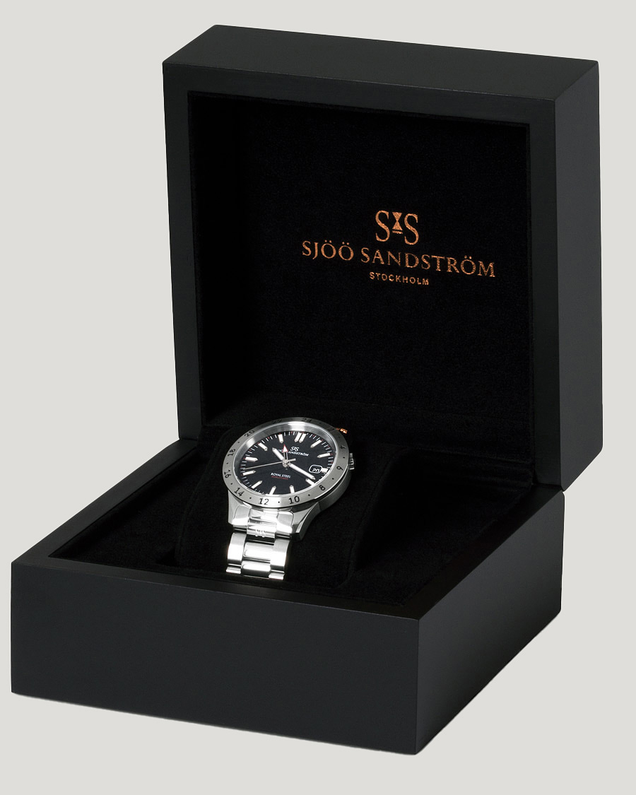 Uomini | Sjöö Sandström Royal Steel Worldtimer 41mm Black with Steel | Sjöö Sandström | Royal Steel Worldtimer 41mm Black with Steel