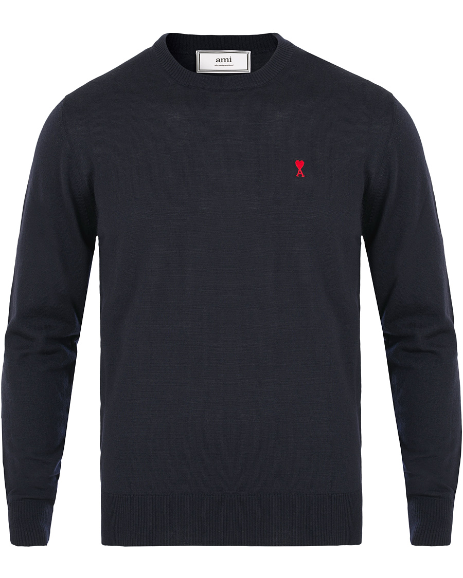 Uomini | Maglieria | AMI | Crew Neck Logo Sweater Navy