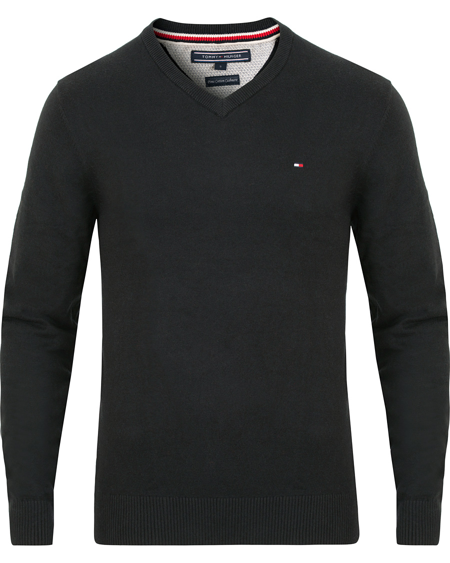 Uomini | Maglieria | Tommy Hilfiger | Pima Cotton/Cashmere V-Neck Pullover Flag Black