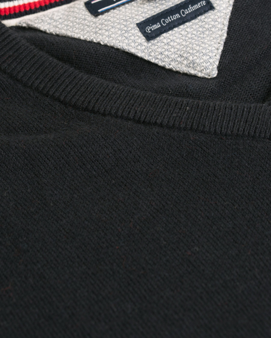 Uomini | Maglieria | Tommy Hilfiger | Pima Cotton/Cashmere V-Neck Pullover Flag Black
