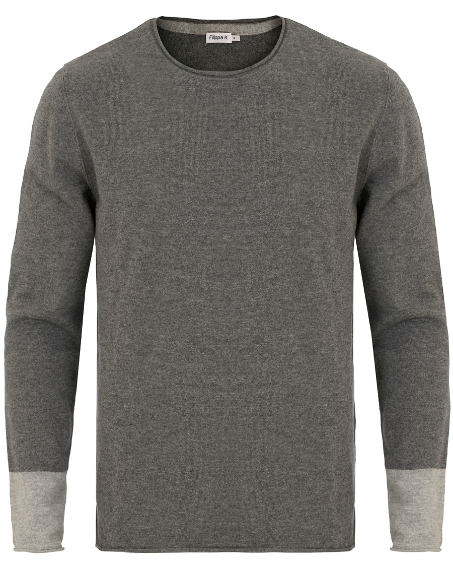 Uomini | Maglieria | Filippa K | Cotton/Merino Roll Edge Sweater Grey Melange