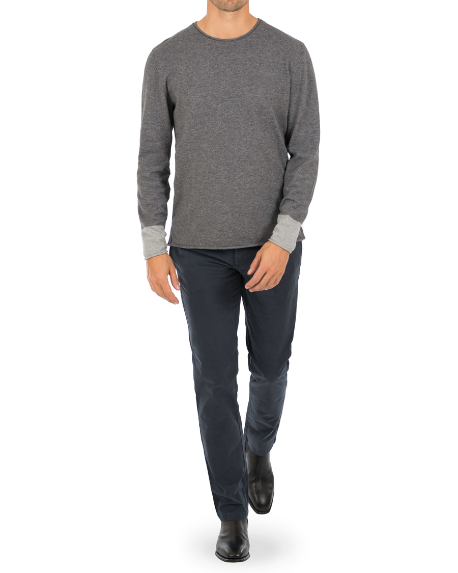 Uomini | Maglieria | Filippa K | Cotton/Merino Roll Edge Sweater Grey Melange